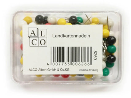 ALCO Landkartennadeln 626A 60 Stück Ø 5 x 16 mm farbig sortiert