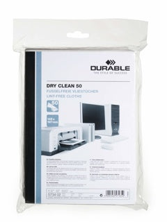 DURABLE Vliestücher 5734 DRY CLEAN 50 Stück 145 x 197 mm weiß