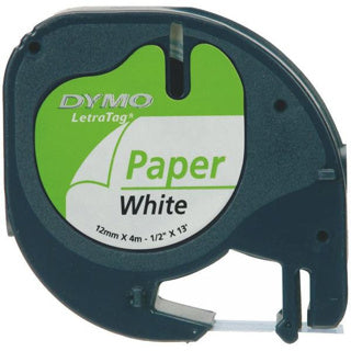 DYMO Schriftband LetraTag® S0721510 12 mm x 4 m aus Papier schwarz auf weiß
