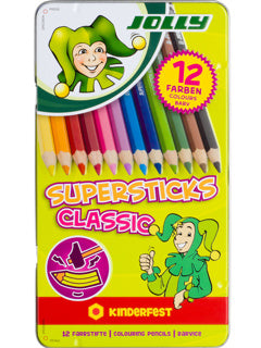 JOLLY Buntstifte 3000 Supersticks Classic 12 Stück im Metalletui mehrere Farben