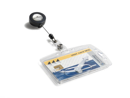 DURABLE Ausweishalter 8012 HARTBOX 10 Stück mit Jojo für 1 Karte 54 x 87 mm transparent