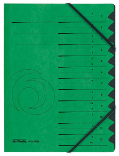 HERLITZ Ordnungsmappe Quality DIN A4 12 Fächer Karton grün
