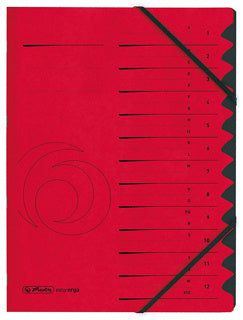 HERLITZ Ordnungsmappe Quality DIN A4 12 Fächer Karton rot