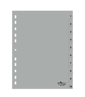 DURABLE Register 6511 A4 10-teilig 1-10 PP 12 µm grau