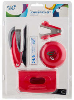 YES Schreibtisch-Set 5-teilig rot