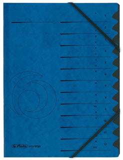HERLITZ Ordnungsmappe Quality DIN A4 12 Fächer Karton blau
