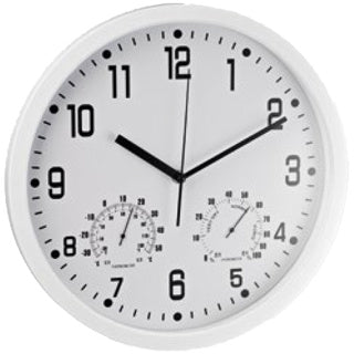 ALCO Wanduhr 18810 mit Thermo- und Hygrometer Ø 35 cm weiß