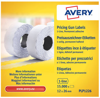 AVERY ZWECKFORM Preisetiketten PLP1226 15.000 Stück 10 Rollen 1-zeilig permanent 26 x 12 mm weiß