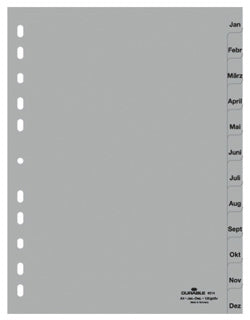 DURABLE Register 6514 A4 12-teilig Jänner - Dezember PP 12 µm grau