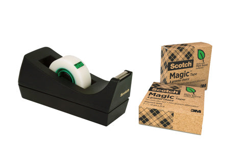 SCOTCH Schreibtisch-Klebebandabroller C38 inklusive 3 Rollen SCOTCH Magic Klebeband schwarz