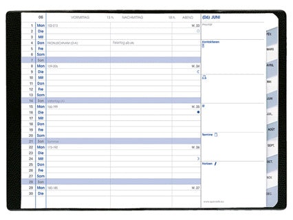 QUO VADIS Kalender Plain 10 x 15 cm 1 Monat auf 2 Seiten 2026 sortiert