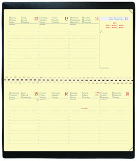QUO VADIS Kalender Planital 8.8 x 17 cm 1 Woche auf 2 Seiten 2026 schwarz