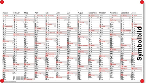 Plakatkalender PO13 für 2026 139 x 79 cm weiß