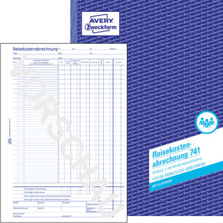 AVERY ZWECKFORM Reisekostenabrechnung 741 50 Blatt A4 mit Blaupapier