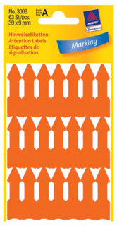 AVERY ZWECKFORM Pfeil-Etiketten 3008 63 Stück permanent 39 x 9 mm leuchtorange