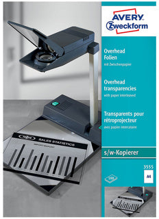 AVERY ZWECKFORM Overheadfolien 3555 100 Stück A4 100 µm unbeschichtet transparent