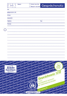 AVERY ZWECKFORM Gesprächsnotiz 1210 50 Blatt A5 ohne Durchschlag