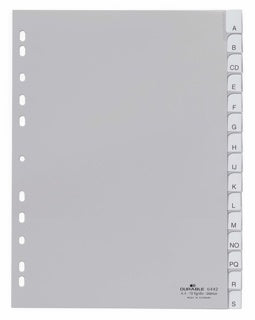 DURABLE Register 6442 A4 15-teilig blanko PP 12 µm grau