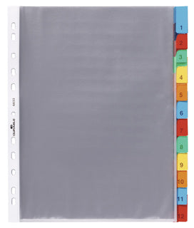 DURABLE Hüllenregister 6633 A4 12-teilig blanko mit farbigen Taben PP 13 µm transparent