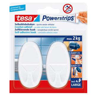 TESA Powerstrips Haken Large Oval 58013 2 Stück weiß