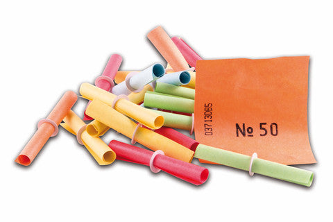 Röllchenlose Gewinn nummeriert von 751-800 50 Stück bunt