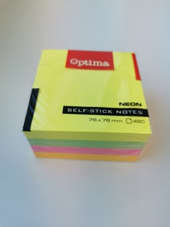 OPTIMA Haftnotiz Würfel 76 x 76 mm 450 Blatt neon bunt
