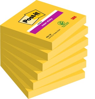 POST-IT® Haftnotizen Super Sticky 654-S6 6 Blöcke à 90 Blatt 76 x 76 mm ultragelb
