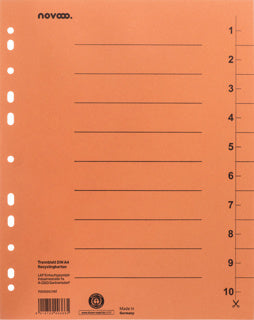 NOVOOO Trennblätter 100 Stück DIN A4 Recyclingkarton 250 g/m² orange