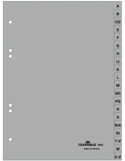 DURABLE Register 6650 A5 20-teilig A-Z PP 12 µm grau