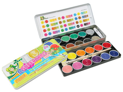 JOLLY Deckfarbkasten 24 Farben 2 Pinsel Deckweiß