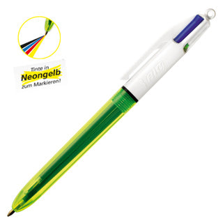 BIC Vierfarbkugelschreiber 4 Colours Fluo 3 Schreibfarben/1 Highlighter 0.32 mm/0.42 mm mehrfarbig