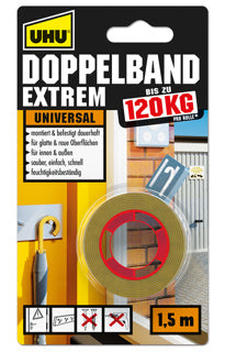 UHU Klebeband 46820 Doppelband extrem 19 mm x 1.5 m transparent