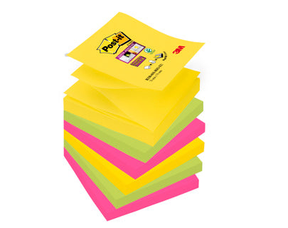 POST-IT® Haftnotizen Super Sticky Z-Notes R3306SR 6 Blöcke à 90 Blatt 76 x 76 mm farbig sortiert