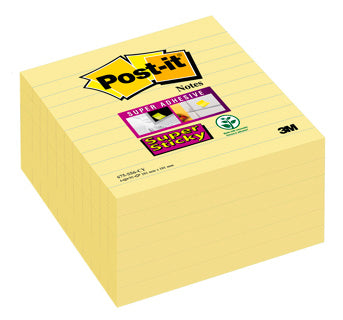 POST-IT® Haftnotizen Super Sticky 675-6SCY 6 Blöcke à 90 blatt liniert 101 x 101 mmgelb