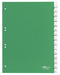 DURABLE Register 6222 A4 15-teilig blanko mit Deckblatt PP 13 µm grün