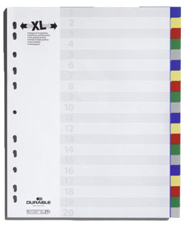 DURABLE Register 6759 A4+ 20-teilig blanko mit Deckblatt PP 12 µm mehrfarbig