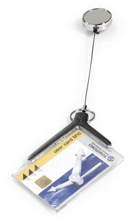 DURABLE Ausweishalter 8307 DE LUXE 10 Stück mit Jojo verchromt für 1 Karte 54 x 87 mm transparent