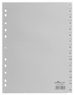 DURABLE Register 6524 A4 15-teilig 1-15 PP 12 µm grau