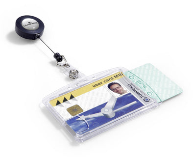 DURABLE Ausweishalter 8224 HARTBOX 10 Stück mit Jojo für 2 Karten 54 x 87 mm transparent