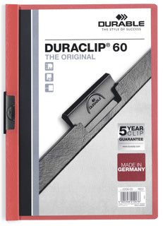 DURABLE Klemmmappe 2209 DURACLIP® A4 bis 60 Blatt Kunststoff 219 x 310 mm rot