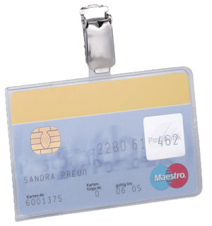 DURABLE Ausweishülle 8113 25 Stück mit Clip für 1 Karte 54 x 87 mm transparent