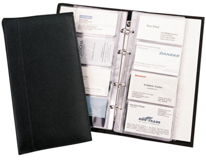 ALASSIO Visitenkarten-Ringbuch 41008 mit A-Z-Register für 120 Karten Lederimitat schwarz