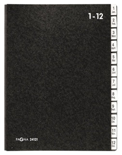PAGNA Pultordner 24121 A4 12-teilig 1-12/Jänner-Dezember schwarz