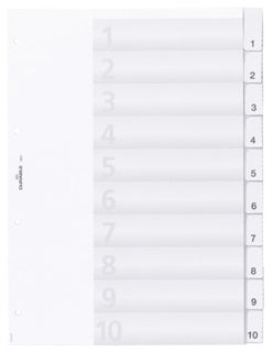 DURABLE Register 6821 A4 10-teilig blanko mit Deckblatt PP 13 µm transparent