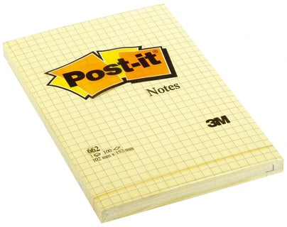 POST-IT® Haftnotizen 662 6 Blöcke à 100 Blatt kariert 102 x 152 mm gelb
