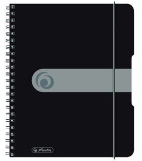 HERLITZ Spiralblock 11293768 A5 80 Blatt kariert schwarz