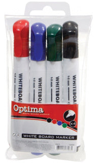 OPTIMA Whiteboardmarker 4 Stück mit Rundspitze 1-5 mm mehrere Farben