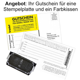 TRODAT Gutschein für Stempelplatte und Stempelkissen für Modell 4910