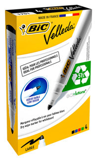 BIC Whiteboardmarker Velleda ECOlutions 4 Stück mit Rundspitze 1.4 mm mehrere Farben