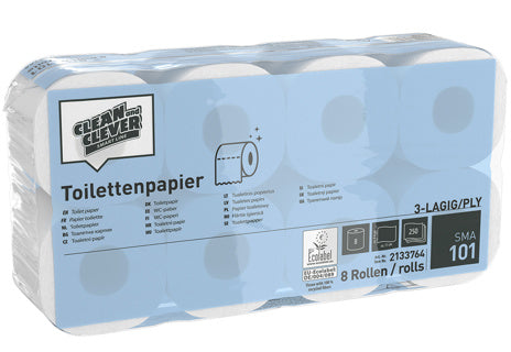 CLEAN & CLEVER Toilettenpapier SMA101 64 Rollen à 250 Blatt 3-lagig weiß